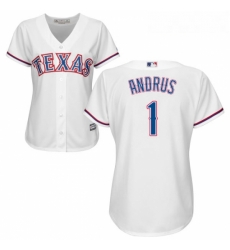 Womens Majestic Texas Rangers 1 Elvis Andrus Replica White Home Cool Base MLB Jersey
