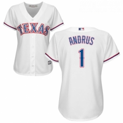 Womens Majestic Texas Rangers 1 Elvis Andrus Replica White Home Cool Base MLB Jersey