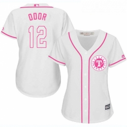 Womens Majestic Texas Rangers 12 Rougned Odor Replica White Fashion Cool Base MLB Jersey