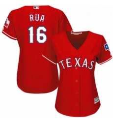 Womens Majestic Texas Rangers 16 Ryan Rua Authentic Red Alternate Cool Base MLB Jersey 