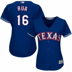 Womens Majestic Texas Rangers 16 Ryan Rua Authentic Royal Blue Alternate 2 Cool Base MLB Jersey 