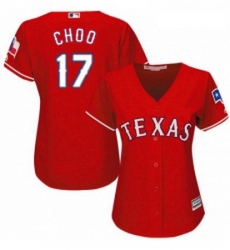 Womens Majestic Texas Rangers 17 Shin Soo Choo Authentic Red Alternate Cool Base MLB Jersey