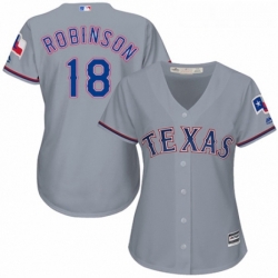 Womens Majestic Texas Rangers 18 Drew Robinson Replica Grey Road Cool Base MLB Jersey 