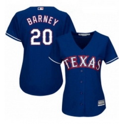 Womens Majestic Texas Rangers 20 Darwin Barney Authentic Royal Blue Alternate 2 Cool Base MLB Jersey 