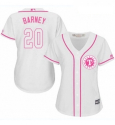 Womens Majestic Texas Rangers 20 Darwin Barney Authentic White Fashion Cool Base MLB Jersey 