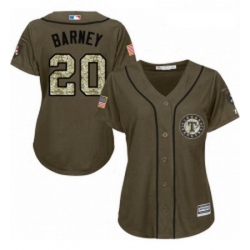 Womens Majestic Texas Rangers 20 Darwin Barney Replica Green Salute to Service MLB Jersey 
