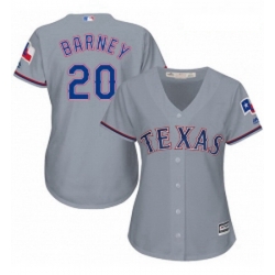 Womens Majestic Texas Rangers 20 Darwin Barney Replica Grey Road Cool Base MLB Jersey 