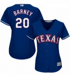 Womens Majestic Texas Rangers 20 Darwin Barney Replica Royal Blue Alternate 2 Cool Base MLB Jersey 
