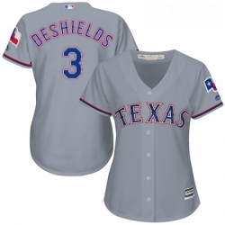 Womens Majestic Texas Rangers 3 Delino DeShields Authentic Grey Road Cool Base MLB Jersey