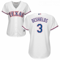 Womens Majestic Texas Rangers 3 Delino DeShields Replica White Home Cool Base MLB Jersey