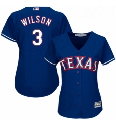 Womens Majestic Texas Rangers 3 Russell Wilson Replica Royal Blue Alternate 2 Cool Base MLB Jersey