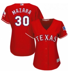 Womens Majestic Texas Rangers 30 Nomar Mazara Authentic Red Alternate Cool Base MLB Jersey