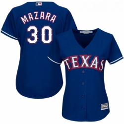 Womens Majestic Texas Rangers 30 Nomar Mazara Authentic Royal Blue Alternate 2 Cool Base MLB Jersey