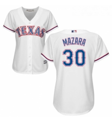 Womens Majestic Texas Rangers 30 Nomar Mazara Replica White Home Cool Base MLB Jersey