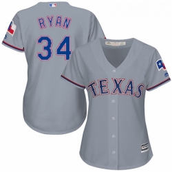 Womens Majestic Texas Rangers 34 Nolan Ryan Authentic Grey Road Cool Base MLB Jersey