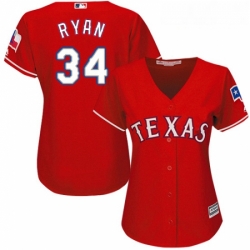 Womens Majestic Texas Rangers 34 Nolan Ryan Authentic Red Alternate Cool Base MLB Jersey