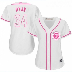 Womens Majestic Texas Rangers 34 Nolan Ryan Authentic White Fashion Cool Base MLB Jersey
