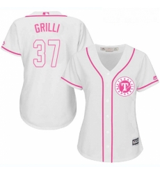 Womens Majestic Texas Rangers 37 Jason Grilli Replica White Fashion Cool Base MLB Jersey 