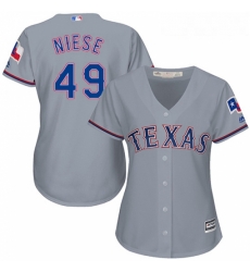 Womens Majestic Texas Rangers 49 Jon Niese Authentic Grey Road Cool Base MLB Jersey 
