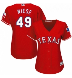 Womens Majestic Texas Rangers 49 Jon Niese Authentic Red Alternate Cool Base MLB Jersey 