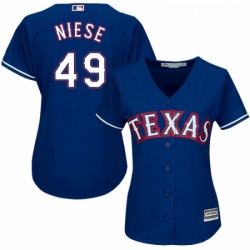Womens Majestic Texas Rangers 49 Jon Niese Authentic Royal Blue Alternate 2 Cool Base MLB Jersey 