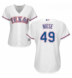 Womens Majestic Texas Rangers 49 Jon Niese Authentic White Home Cool Base MLB Jersey 