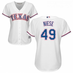 Womens Majestic Texas Rangers 49 Jon Niese Replica White Home Cool Base MLB Jersey 
