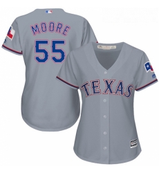 Womens Majestic Texas Rangers 55 Matt Moore Authentic Grey Road Cool Base MLB Jersey 