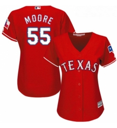 Womens Majestic Texas Rangers 55 Matt Moore Authentic Red Alternate Cool Base MLB Jersey 
