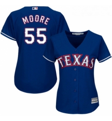 Womens Majestic Texas Rangers 55 Matt Moore Authentic Royal Blue Alternate 2 Cool Base MLB Jersey 