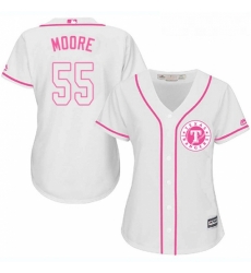 Womens Majestic Texas Rangers 55 Matt Moore Authentic White Fashion Cool Base MLB Jersey 