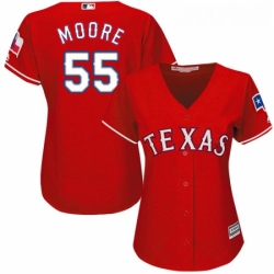 Womens Majestic Texas Rangers 55 Matt Moore Replica Red Alternate Cool Base MLB Jersey 