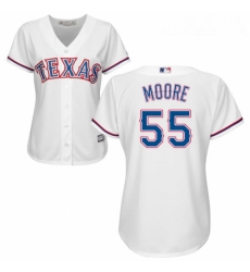 Womens Majestic Texas Rangers 55 Matt Moore Replica White Home Cool Base MLB Jersey 