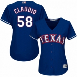 Womens Majestic Texas Rangers 58 Alex Claudio Authentic Royal Blue Alternate 2 Cool Base MLB Jersey 