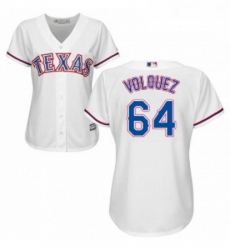 Womens Majestic Texas Rangers 64 Edinson Volquez Authentic White Home Cool Base MLB Jersey 
