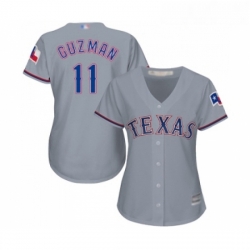 Womens Texas Rangers 11 Ronald Guzman Replica Grey Road Cool Base Baseball Jersey 