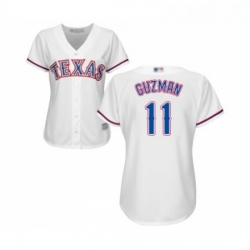 Womens Texas Rangers 11 Ronald Guzman Replica White Home Cool Base Baseball Jersey 