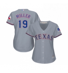 Womens Texas Rangers 19 Shelby Miller Replica Grey Road Cool Base Baseball Jersey 