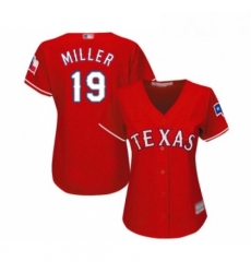 Womens Texas Rangers 19 Shelby Miller Replica Red Alternate Cool Base Baseball Jersey 