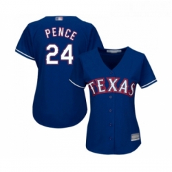 Womens Texas Rangers 24 Hunter Pence Replica Royal Blue Alternate 2 Cool Base Baseball Jersey 