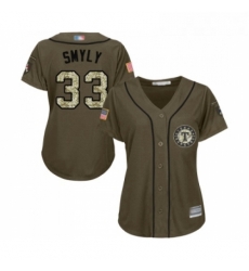 Womens Texas Rangers 33 Drew Smyly Authentic Green Salute to Service Baseball Jersey 