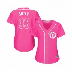 Womens Texas Rangers 33 Drew Smyly Replica Pink Fashion Cool Base Baseball Jersey 