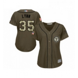 Womens Texas Rangers 35 Lance Lynn Authentic Green Salute to Service Baseball Jersey 
