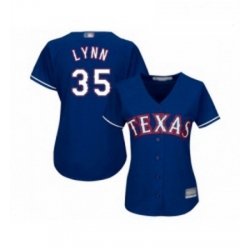 Womens Texas Rangers 35 Lance Lynn Replica Royal Blue Alternate 2 Cool Base Baseball Jersey 