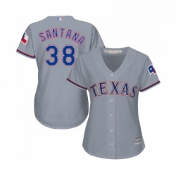 Womens Texas Rangers 38 Danny Santana Replica Grey Road Cool Base Baseball Jersey 