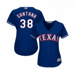 Womens Texas Rangers 38 Danny Santana Replica Royal Blue Alternate 2 Cool Base Baseball Jersey 