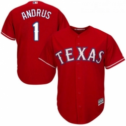 Youth Majestic Texas Rangers 1 Elvis Andrus Replica Red Alternate Cool Base MLB Jersey