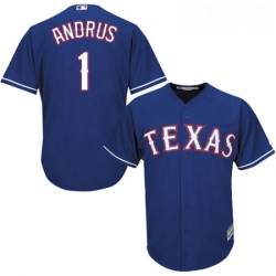 Youth Majestic Texas Rangers 1 Elvis Andrus Replica Royal Blue Alternate 2 Cool Base MLB Jersey
