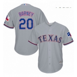 Youth Majestic Texas Rangers 20 Darwin Barney Authentic Grey Road Cool Base MLB Jersey 