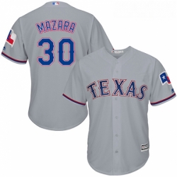 Youth Majestic Texas Rangers 30 Nomar Mazara Authentic Grey Road Cool Base MLB Jersey